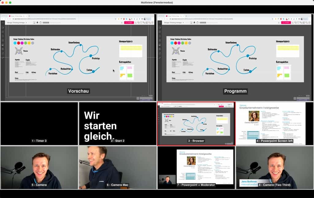 Design Thinking Workshops Online Beispiel Regie mit OBS